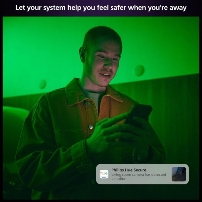 Philips Hue Secure Wired Smart Home Security Camera, Black - 1 Pack - 1080P HD Video - Night Vision - Motion Detection - Two-Way Talk - Indoor/Outdoor - Weatherproof - Works with Hue App - Image 7