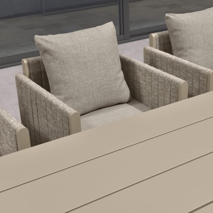 PURPLE LEAF Outdoor Dining Set for 12 with Chairs and Table 13 Pieces Modern Extra Large Weather-Resistant Furniture Olefin Fabric Ideal for Family Dinners for Lawn Deck Backyard Beige - Image 7