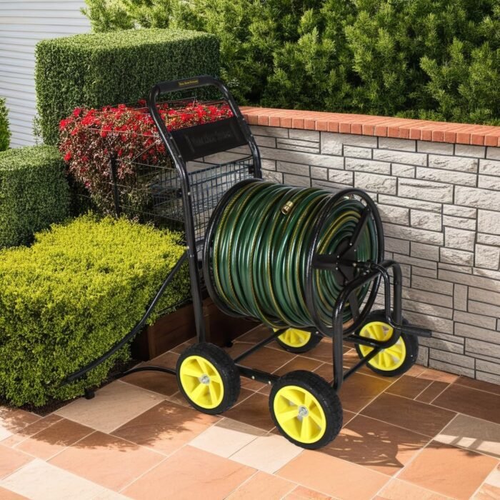 400ft Hose Reel Cart with Wheels – Durable Garden Water Hose Storage With Wheels, Outdoor Hose Holder with Large Capacity, Perfect for Contractor, Lawn, Garden, and Landscaping - Image 4