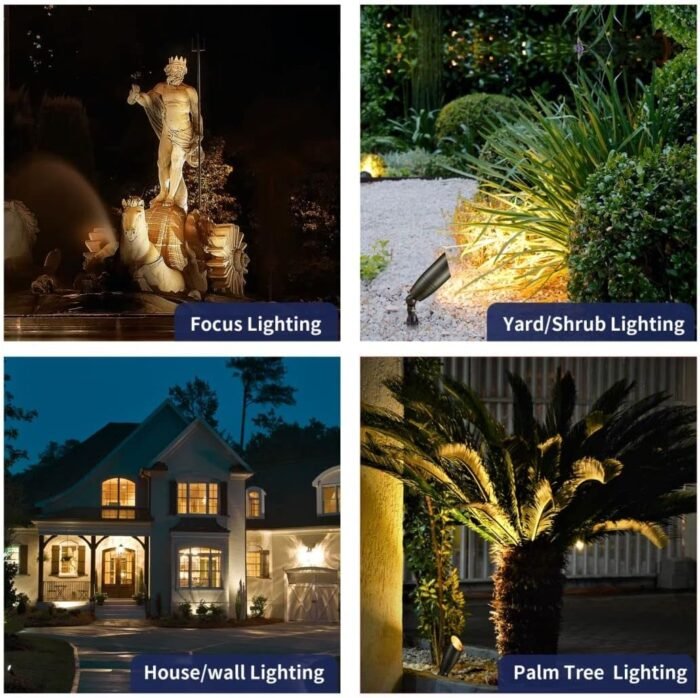 Solid Brass 12V LED Landscape Lighting Kit (12 Pack Spotlights) with 300W Low Voltage Transformer and Mechanical Timer and 250 Feet Wire and 50Pack Connectors for Outdoor Garden Patio - Image 6
