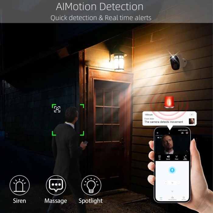 3pc Wireless Security Camera Wireless, 2K Solar Camera for Home Security, Battery Powered Surveillance Security Camera with Color Night Vision, AI Detection, 2-Way Audio, IP65, SD/Cloud, Works Alexa - Image 4