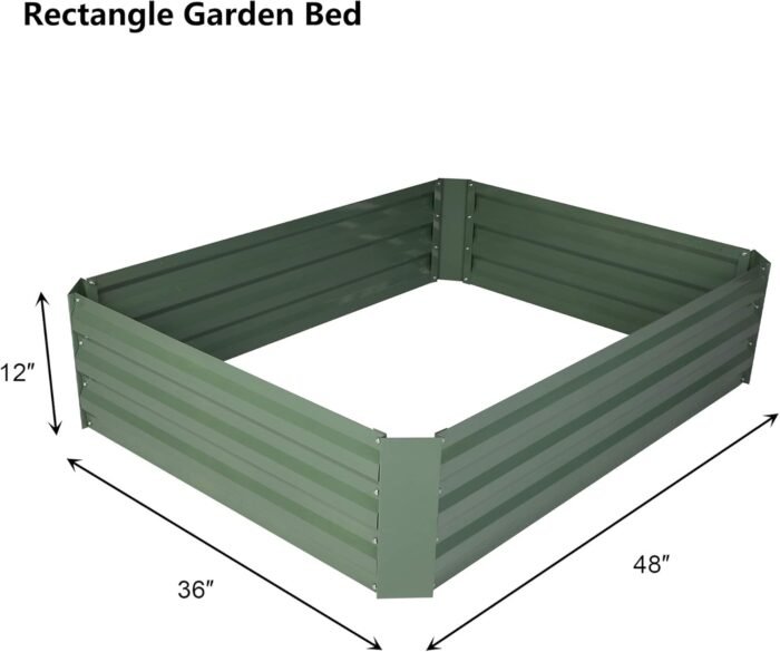 LUCKYERMORE Galvanized Raised Garden Bed Planter Box 4' x 3' x 1', Anti-Rust Coated Metal Garden Bed for Vegetables, Herbs, and Flowers - Outdoor Raised Planter Box, Green - Image 4