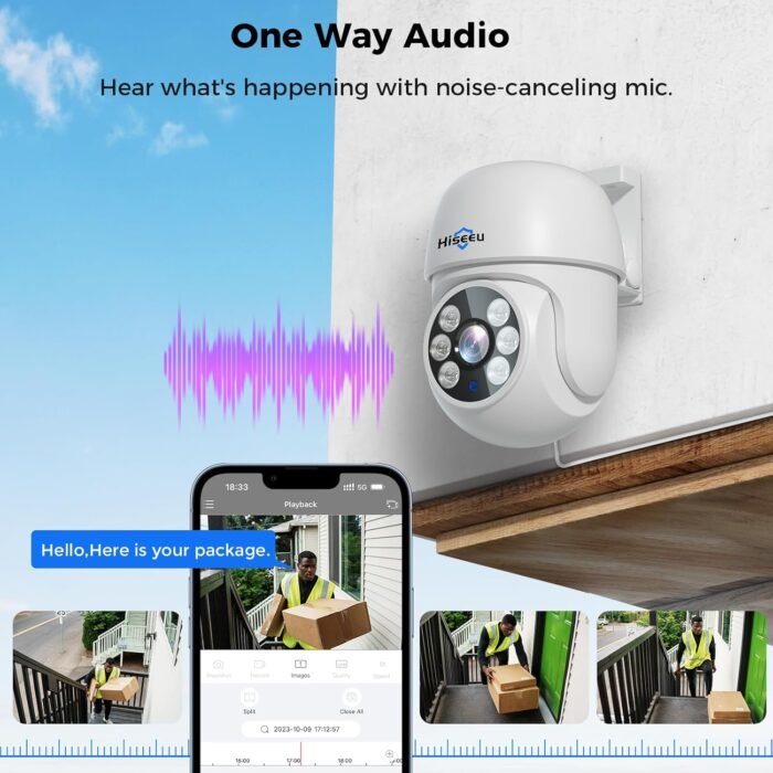 Hiseeu 3K Outdoor Wired Security Camera System with 8CH 5MP DVR & 8 PTZ Cameras,360° Coverage,Smart Dual Light & Audio,Person/Vehicle Detection,3TB HDD,100ft Night Vision,24/7 Recording,Smart Playback - Image 5