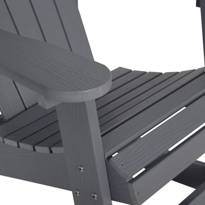 Flash Furniture Savannah Poly Resin Wood Adirondack Rocking Chair - All Weather Gray Polystyrene - Stainless Steel Hardware - Image 14