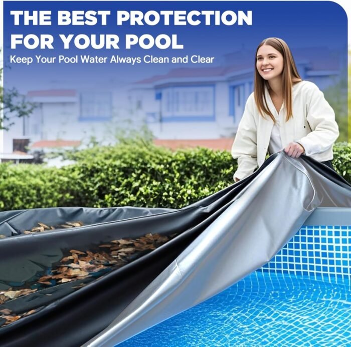 12Ft Round Pool Cover, Upgraded 420D Heavy Duty Oxford Fabric Pool Covers for Above Ground Pool with Winch and Cable, All Season Inflatable Pool Cover for UV Resistant, Waterproof and Dustproof - Image 8