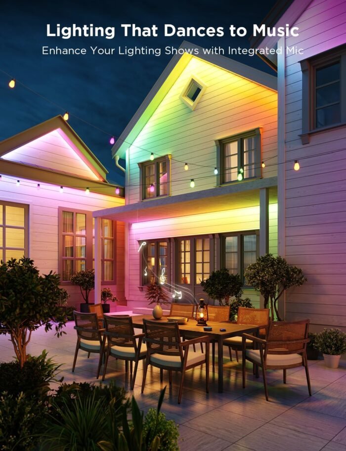 Govee Outdoor LED Strip Lights, 98.4ft Smart Outdoor Lights Work with Alexa and Google Assistant, App Control, IP65 Waterproof, RGBIC Lights for Patio, Eave, Party Decorations - Image 3