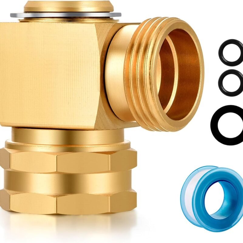 Garden Hose Swivel elbow Connector 90 Degree Solid Brass Pipe Fittings Hose Kink Protector (1 Pack)