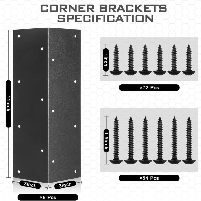Set of 8 Raised Garden Bed Corner Brackets with Wood Screws for 20"-24" Bed, Rust Resistant Raised Bed Corners Metal Connectors 11" x 3" x 3" for Vegetable Planter Garden - Image 4