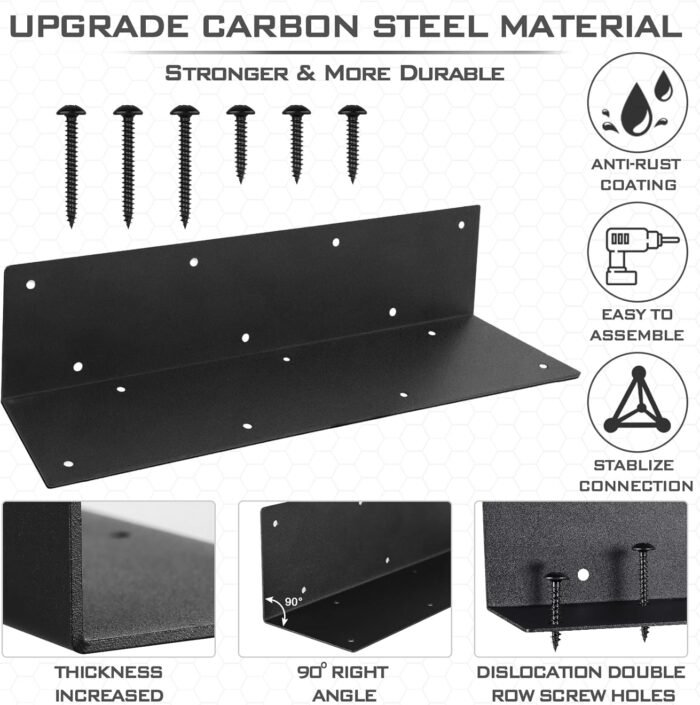 Set of 8 Raised Garden Bed Corner Brackets with Wood Screws for 20"-24" Bed, Rust Resistant Raised Bed Corners Metal Connectors 11" x 3" x 3" for Vegetable Planter Garden - Image 5