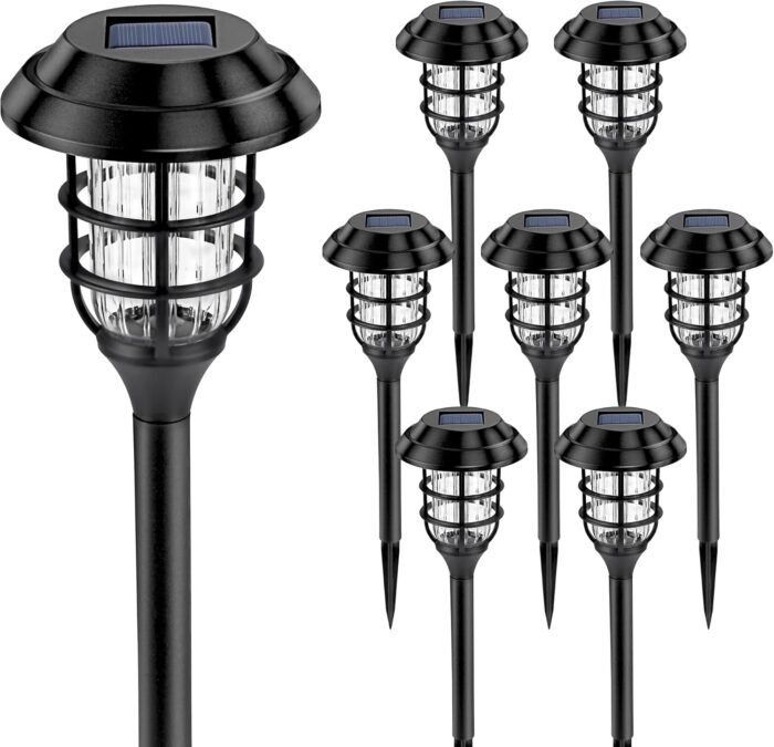 SOLPEX Solar Lights for Outside, Solar Outdoor Path Lights, Garden Lights Waterproof, Solar Powered Landscape Lighting for Yard, Garden, Pathway, Patio, Porch, Walkway, Driveway, 8 Pack(Cold White)