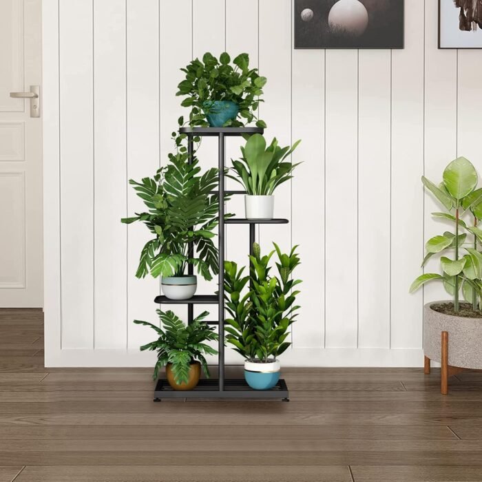 LINZINAR Plant Stand Indoor Outdoor Metal 4 Tier 5 Potted Multiple Flower Pot Holder ShelfPlanter Display Shelving Unit for Patio Garden Corner Balcony Living Room - Image 7