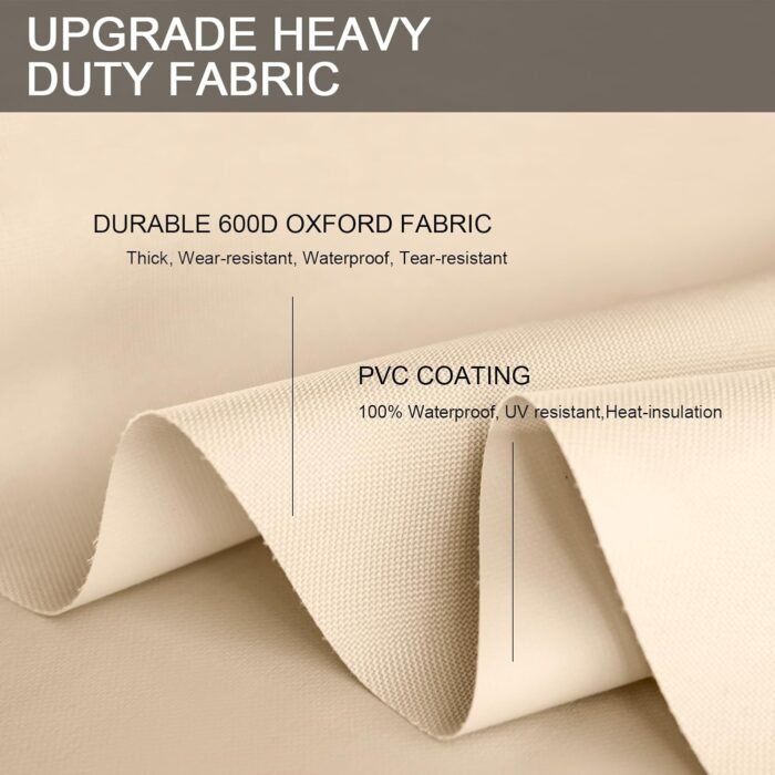 Patio Furniture Set Covers Waterproof Patio Conversation Sets Cover Heavy Duty 600D Outdoor Sectional Sofa Couch Cover Outside Dining Set Table and Chairs Covers 90" L x 64" W x 28" H Beige - Image 3