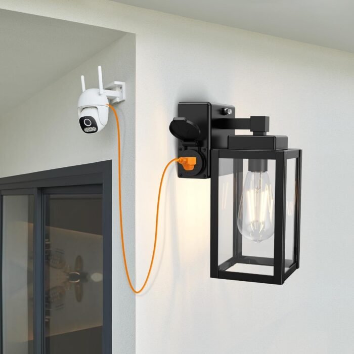 WIHTU Outdoor Wall Light Fixtures, Dusk to Dawn Outdoor Wall Sconce with Outlet, 2-Pack, Porch Sconces Mounted Lighting, Porch Lights with E26, Waterproof Wall Lamps for Patio Front Door - Image 8