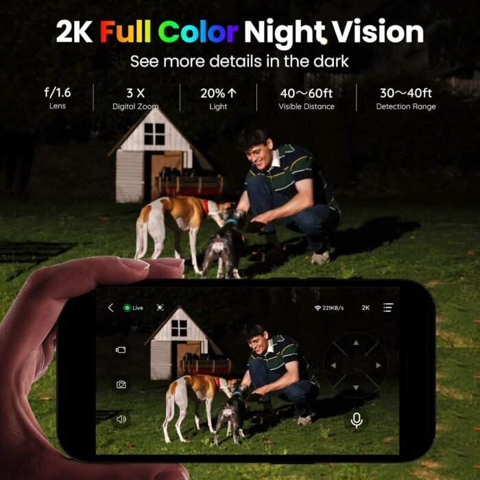 2K Security Cameras Wireless Outdoor, Solar Powered Camera for Home with 360° Viewing, PIR Motion Detection, Color Night Vision, 2.4Ghz WiFi, 2-Way Audio, Cloud/SD, Works with Alexa - Image 3