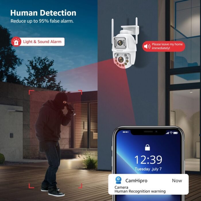 BOAVISION Dual Lens Linkage Security Camera Outdoor,Wireless PTZ Dual Screen Camera,360° View,Auto Tracking,Human Detection,Color Night Vision,24/7 Record,Two-Way Audio - Image 6