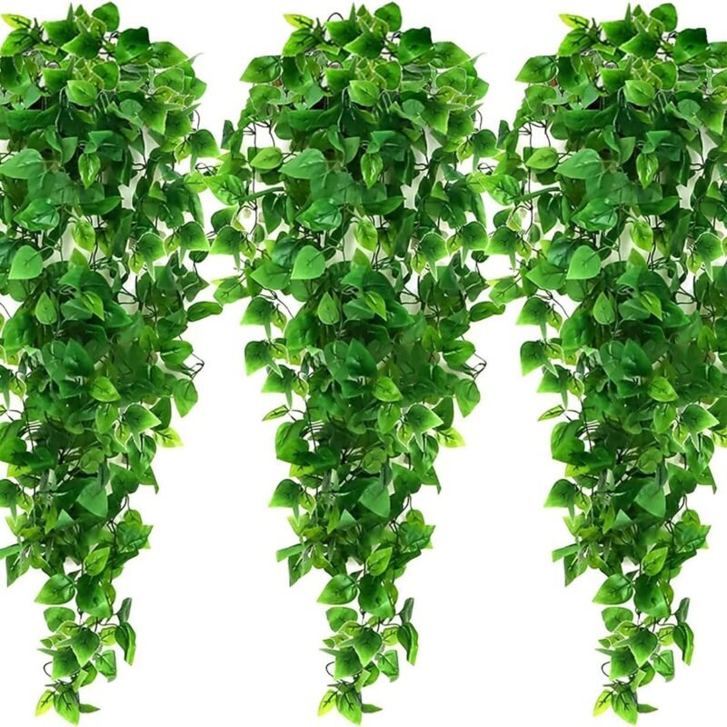 Ageomet 3pcs Artificial Hanging Plants, 3.6ft Fake Ivy Vine for Wall House Room Indoor Outdoor Decoration (No Baskets)