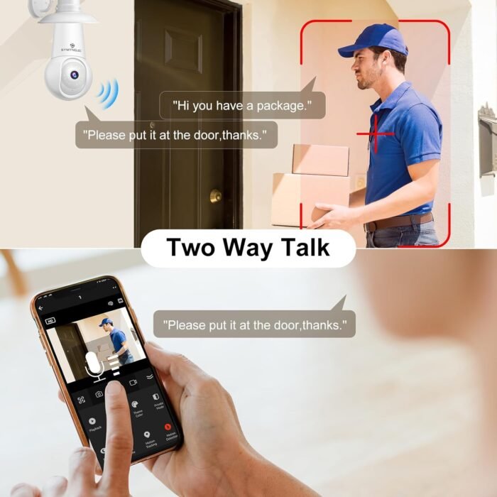 SYMYNELEC Light Bulb Security Camera: 5G WiFi Socket Camera Outdoor - Wireless Lightbulb Camera Waterproof for Home with 3K Night Vision Motion Detection 2Packs - Image 6