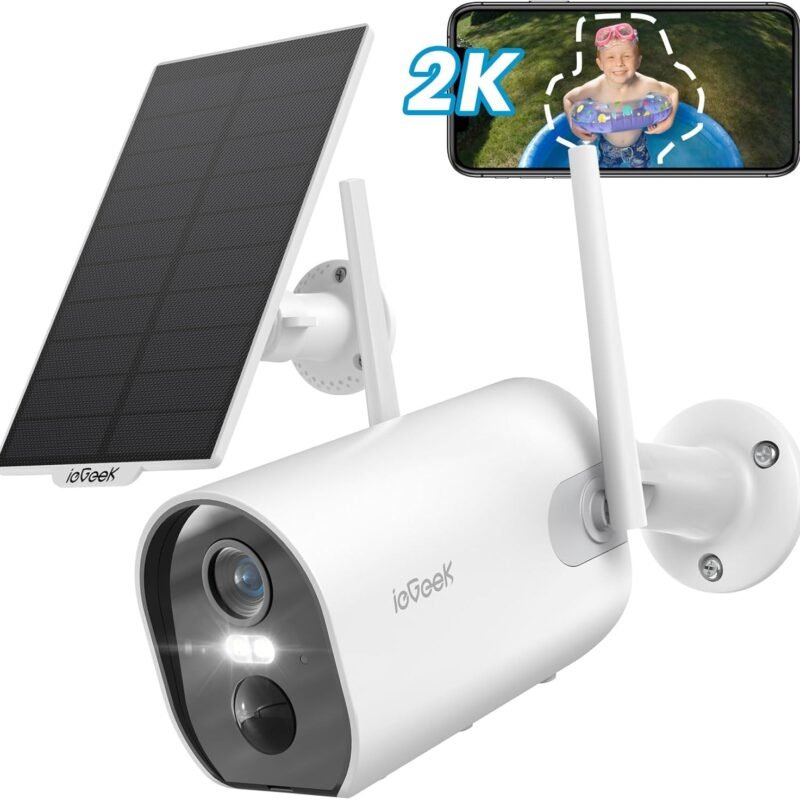 2K Solar Camera Security Outdoor with Spotlight & Siren, AI Detection Wireless Cameras for Home Security, 3MP Color Night Vision/2-Way Talk/Compatible with Alexa