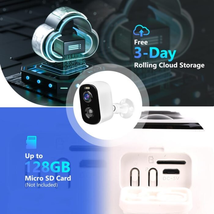 Cameras for Home Security, 1080P Security Cameras Wireless Outdoor with Motion Detection Spotlight/Siren Alarm Color Night Vision 2-Way Talk Waterproof SD/Cloud Storage Battery Powered WiFi Cam 2-Pack - Image 6