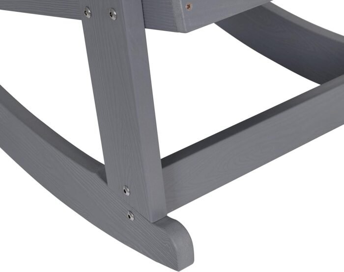 Flash Furniture Savannah Poly Resin Wood Adirondack Rocking Chair - All Weather Gray Polystyrene - Stainless Steel Hardware - Image 15