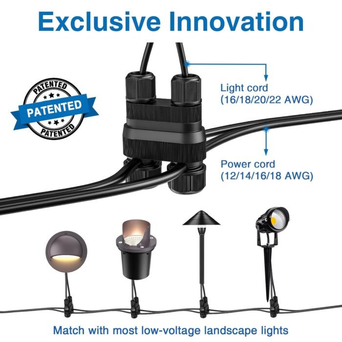 SUNVIE Fastlock2 Low Voltage Landscape Lighting Connectors - Waterproof 12-18 Gauge Outdoor Low Voltage Wire Connectors (24 Pack) - Image 3