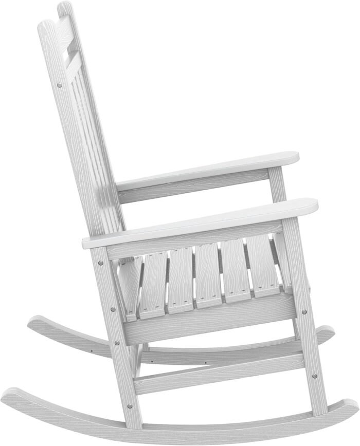 SERWALL Outdoor Rocking Chair, HDPE Rocking Chair for Adults, All Weather Porch Rockers for Lawn Garden, White - Image 7