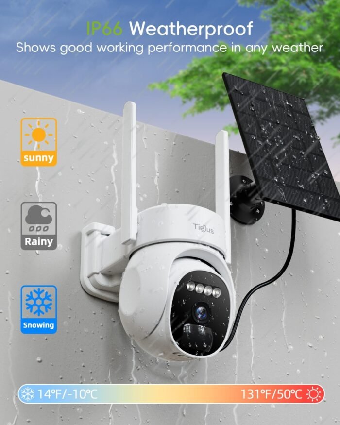 Security Cameras Wireless Outdoor 2Packs, 2K Solar WiFi Cameras for Home Security Outside, Battery Powered Surveillance Camera, Color Night Vision/Motion Sensor/Compatible with Alexa - Image 5