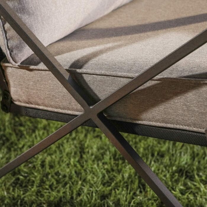 COSIEST 3 Piece Bistro Set Patio Rocking Chairs Outdoor Furniture w Warm Gray Cushions, Glass-Top Table for Garden, Pool, Backyard - Image 5