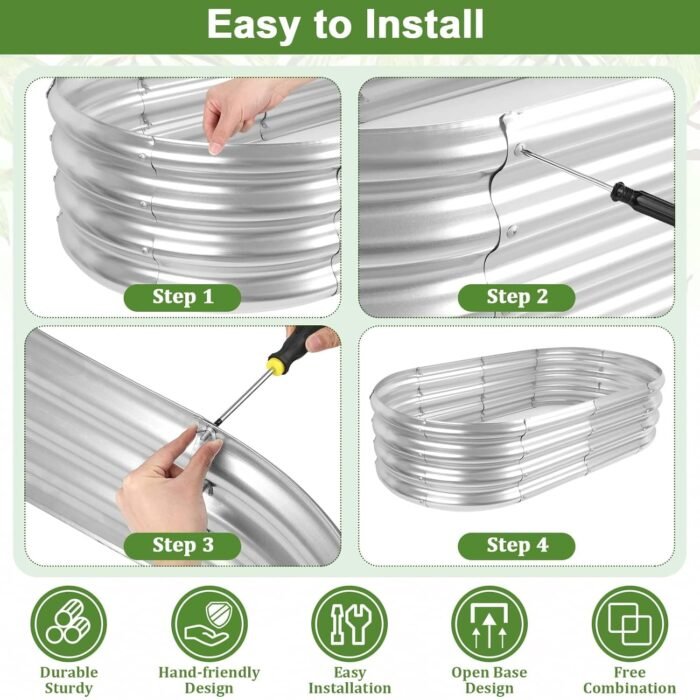 Galvanized Raised Bed with Cucumber Trellis, Garden Arch Trellis Outdoor Reusable A-Frame Metal Trellis with Trellis Net for Pea Vegetable Bean Grape Vines Flowers Climbing Plants Stand Support - Image 4