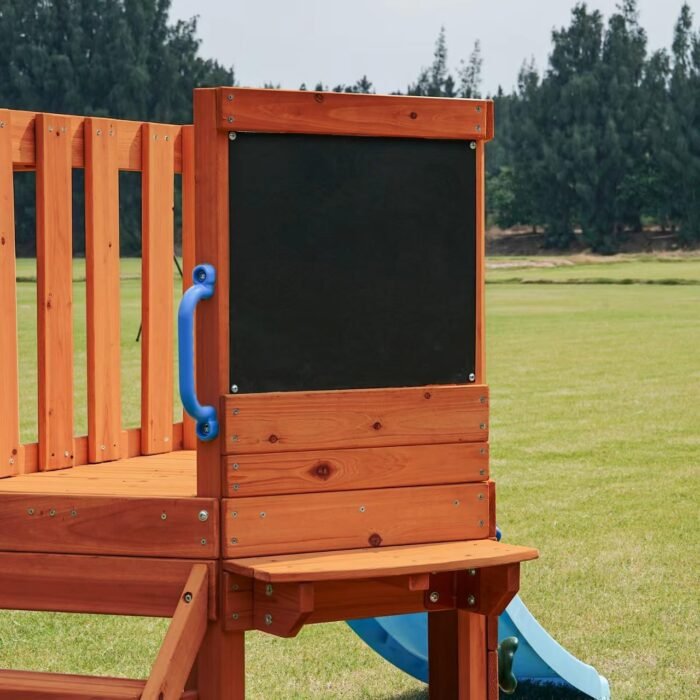 Dolphin Playground 5-in-1 Toddler Swing Sets for Backyard, Toddler Outdoor Playset with Baby Swing, Table, Blackboard, Kid Slide, Rock Climbing Wall, Playground Sets for Backyards Ages 18 mo to 4 yrs - Image 4