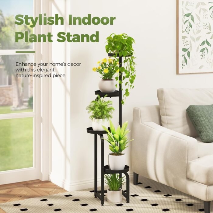 Bamworld Tall Plant Stand Indoor Outdoor, Corner Metal Flower Pot Stands for Multiple Plants, 4 Tier Heavy Duty Plant Shelf for Patio Garden Balcony Living Room Bedroom(Patent Design) - Image 6
