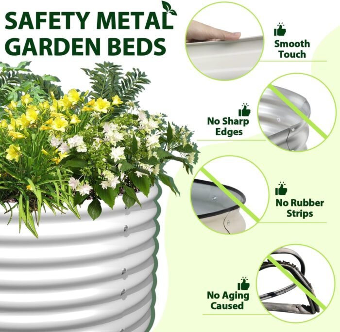 A ANLEOLIFE 6X3X2 ft Galvanized Raised Garden Beds Outdoor-8 Pack, Oval Large Metal Deep Root Planter Box for Planting Vegetables Flowers Herb, Anti-Rust & Easy-Setup, Antique White - Image 5