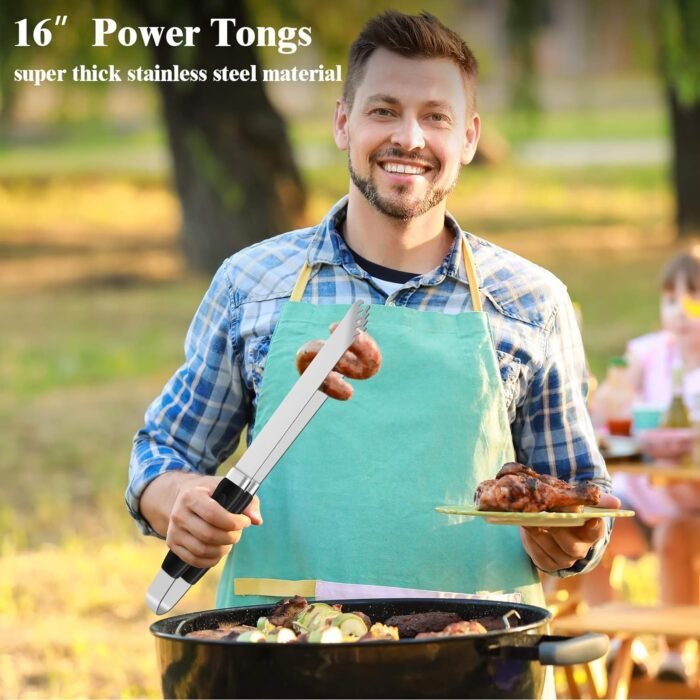 ROMANTICIST 27pcs Heavy Duty Grilling Gifts for Men Dad Fathers Day, Extra Thick BBQ Accessories Tools Set, Stainless Steel Grill Utensils Kit with Meat Claws, Carrying Bag for Outdoor Camping Black - Image 4