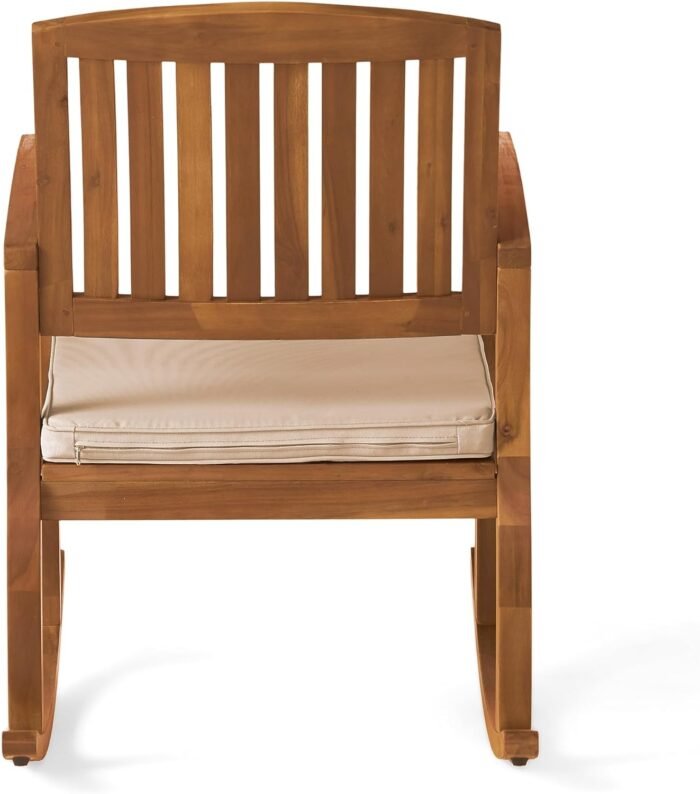 Christopher Knight Home Selma Acacia Rocking Chair with Cushion, Teak Finish - Image 8