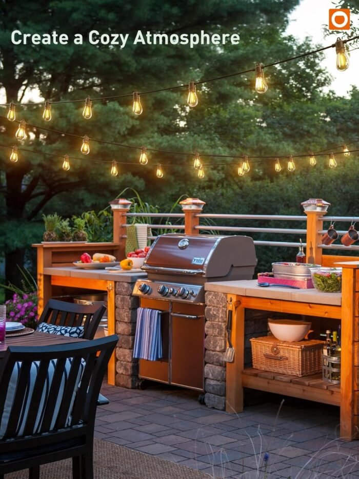 addlon 100FT LED Outdoor String Lights, Remote Dimmable Patio Lights with Timer & 3 Lighting Modes, 32 Shatterproof Edison Bulbs, Waterproof Connectable String Lights for Outside Backyard Porch Party - Image 9