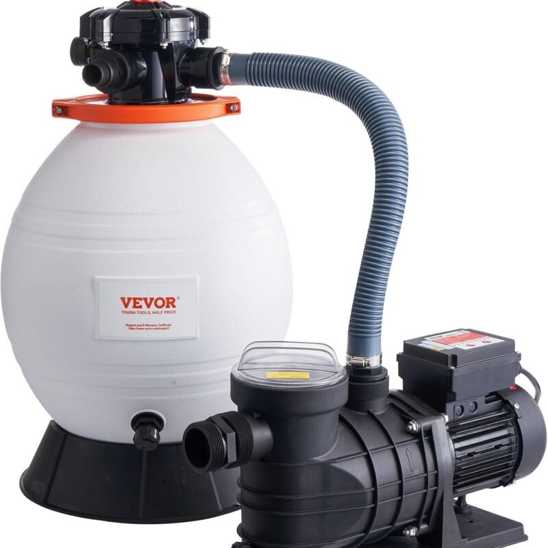 VEVOR 16-inch Sand Filter Pump for Above Ground, Digital Programmer Timer, 3500 GPH, 1 HP Pool Pumps System & Filters Combo Set with 6-Way Multi-Port Valve & Strainer Basket, Easy Installation