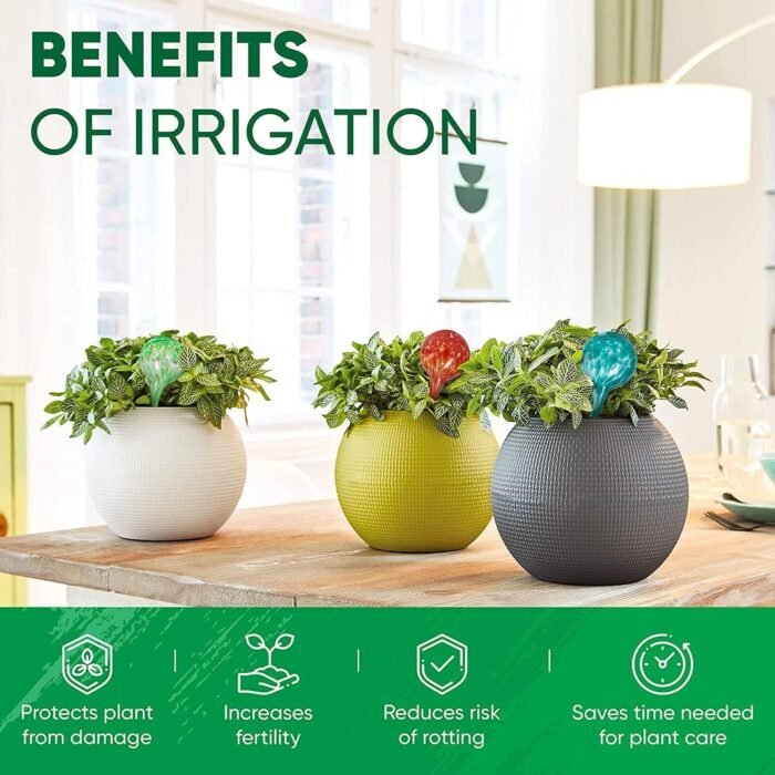 Plant Watering Globes Set of 6 - Small Self Watering Globes for Indoor & Outdoor Plants - Multicolored, Automatic, Glass Watering Bulbs for Daily Use, Plant Watering Devices - Image 4