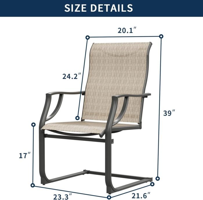 UDPATIO Patio Dining Chairs Set of 4, High Back Patio Chairs in All Weather Breathable Textile Fabric, Outdoor Furniture Chairs for Deck, Lawn, Garden, Backyard (Brown) - Image 3