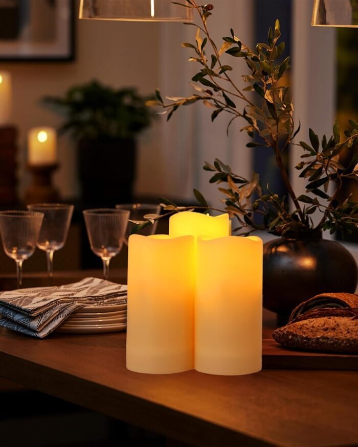 Enido 12 Pc Flameless LED Candles with Remote & Timer, Outdoor Waterproof, Flickering Electric Warm Lights for Cozy Home & Holiday Romantic Decor, Battery Operated (D 2.2” x H 4”/5”/6” - Image 5