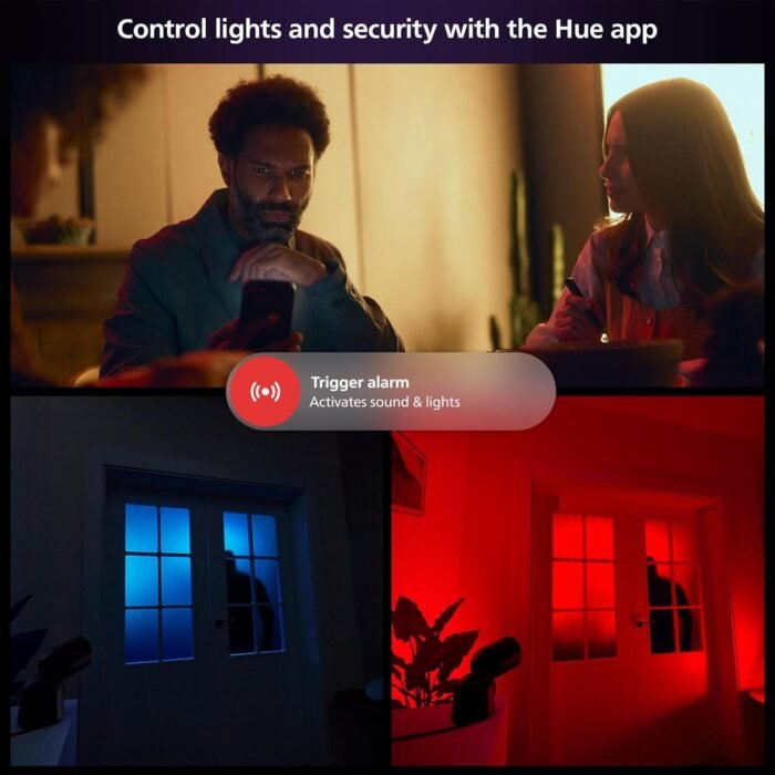 Philips Hue Secure Wired Smart Home Security Camera, Black - 1 Pack - 1080P HD Video - Night Vision - Motion Detection - Two-Way Talk - Indoor/Outdoor - Weatherproof - Works with Hue App - Image 5