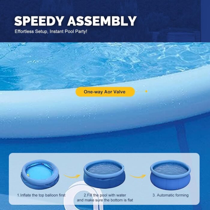 DIMAR GARDEN 10ft x 30in Inflatable Swimming Pool, Outdoor Round Top Ring Above Ground Pools - Image 5