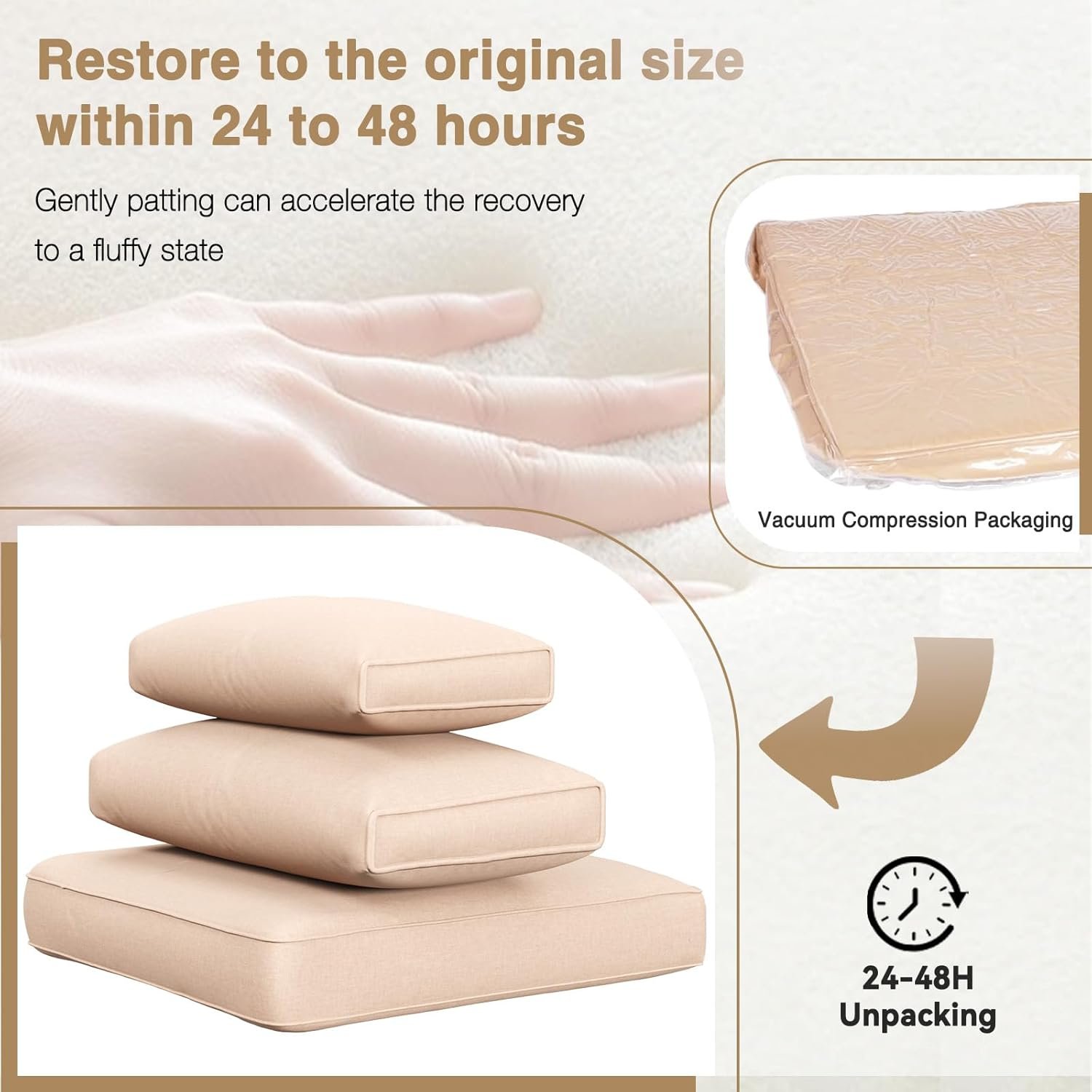 Aoxun 8 Piece Patio Furniture Set with 44” Fire Pit Table Wicker Rattan Outdoor Sectional Sofa Set with Coffee Table and Thickened Cushions, Beige (Waterproof Cover Included) - Image 2