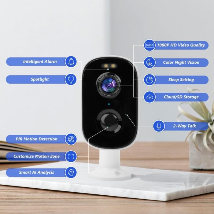 Cameras for Home Security, 1080P Security Cameras Wireless Outdoor with Motion Detection Spotlight/Siren Alarm Color Night Vision 2-Way Talk Waterproof SD/Cloud Storage Battery Powered WiFi Cam 2-Pack - Image 2