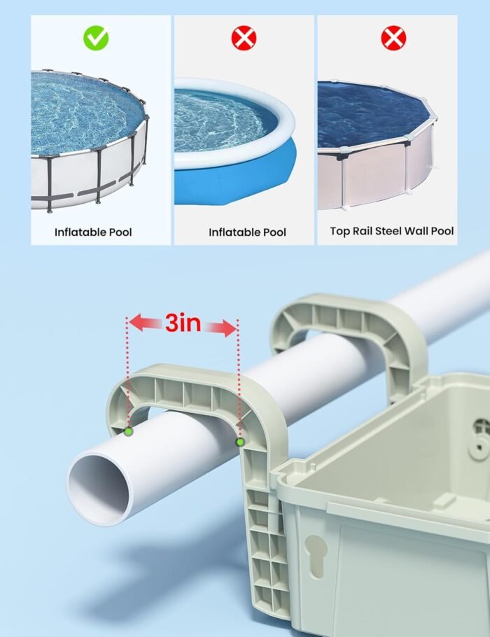 2 Sets Upgrade Poolside Storage Basket, Above Ground Pool Storage Basket with Pool Cup Holder, For Steel Round or Oval Frame Above Ground Pools, Fits 3 Inch or Less Top Rail - Image 2