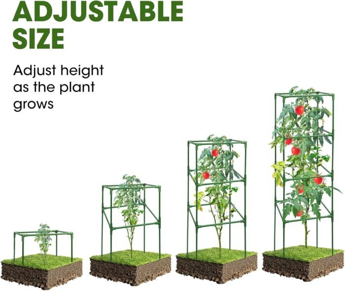 3 Pack Tomato Cages,Square Tomato Plant Stakes Support Cages Trellis for Garden Climbing Vegetables Flowers Fruits,Extra Bold - Image 2