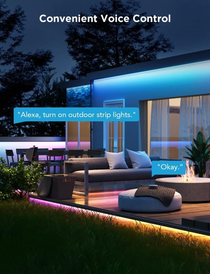Govee Outdoor LED Strip Lights, 98.4ft Smart Outdoor Lights Work with Alexa and Google Assistant, App Control, IP65 Waterproof, RGBIC Lights for Patio, Eave, Party Decorations - Image 7