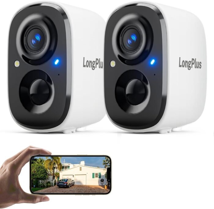 LongPlus ongplus Security Cameras Wireless Outdoor Camera Wireless Camera for Home Security, 2 Pack Battery Powered WiFi Cameras with AI Motion Detection, 2-Way Talk, Cloud/SD Storage