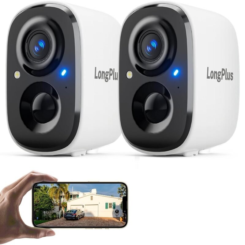 LongPlus ongplus Security Cameras Wireless Outdoor Camera Wireless Camera for Home Security, 2 Pack Battery Powered WiFi Cameras with AI Motion Detection, 2-Way Talk, Cloud/SD Storage