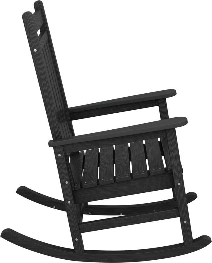 SERWALL Oversized Rocking Chair, Outdoor Rocking Chair for Adults, All Weather Resistant Porch Rocker for Lawn Garden, Black - Image 5