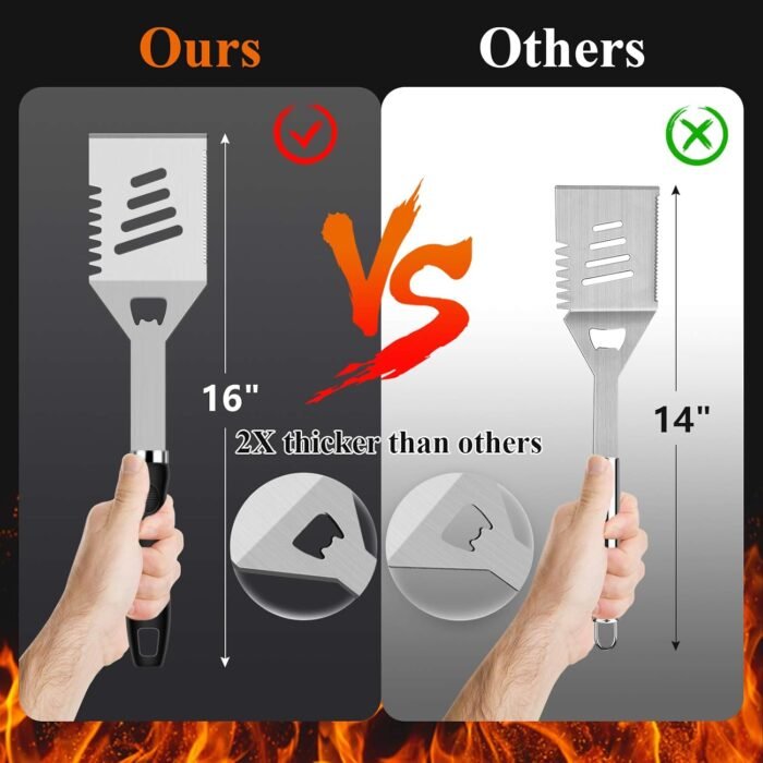 ROMANTICIST 27pcs Heavy Duty Grilling Gifts for Men Dad Fathers Day, Extra Thick BBQ Accessories Tools Set, Stainless Steel Grill Utensils Kit with Meat Claws, Carrying Bag for Outdoor Camping Black - Image 3